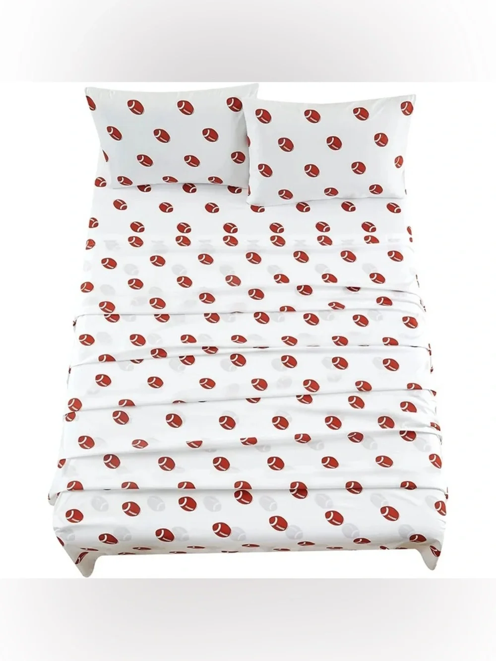 Football Print White 4 piece Full size Sheet Set